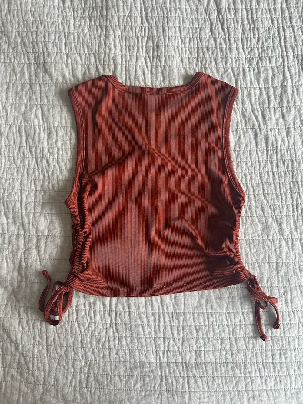 Rust Ribbed Side-Tie Crop Tank - Picture 2 of 2